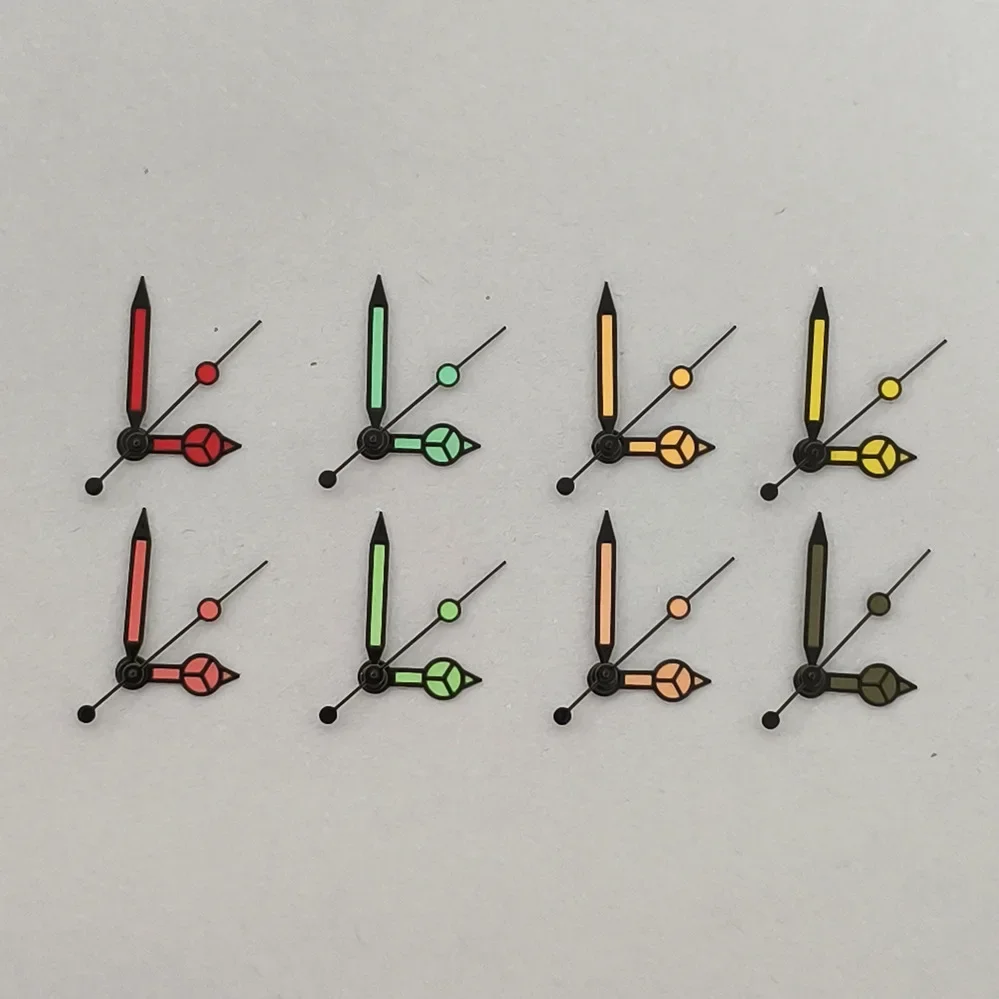 HOT NH35 Hands Watch Accessories Red Orange Blue Black Edge White Three Pin Glow Hands Suitable For NH35/36/4R/7S Movements