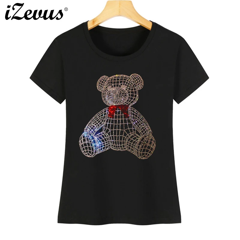 Hot sale high quality new fluorescent lines hot diamonds women's summer casual plus size T-shirt