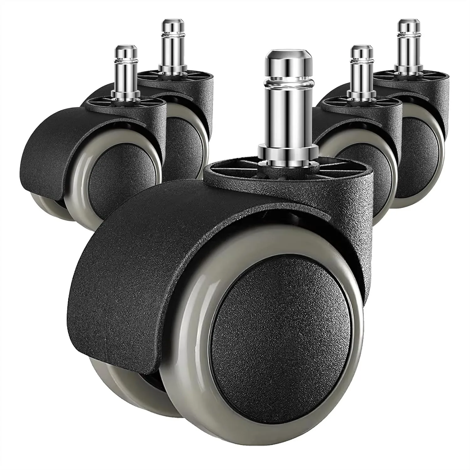

2 Inch Rollerblade Wheels for Office Chairs Replacement, 5PCS Mute Heavy Duty Rubber Caster, Safe for Wood Floors Carpet