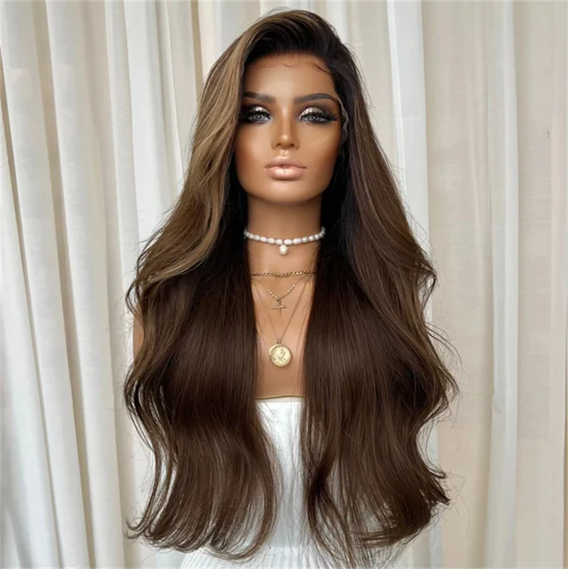 dark-brown-with-blonde-balayage-lace-front-wig-synthetic-body-wave-wear-and-go-preplucked-hairline-glueless-wig-cosplay-daily