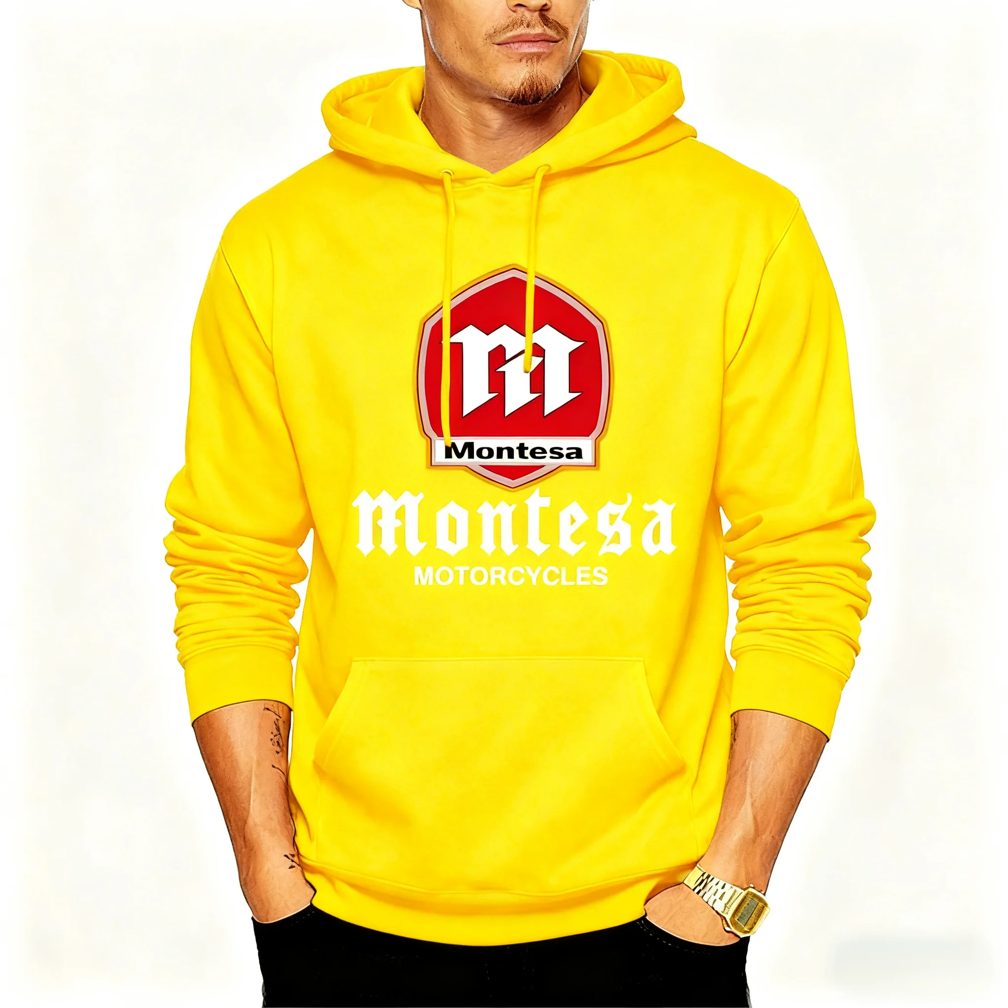モンテサオートバイパーカー男性用ヴィンテージデザインカジュアル快適な服アウトドアライディングスポーツトレーニングフード付きジャージユニフォーム