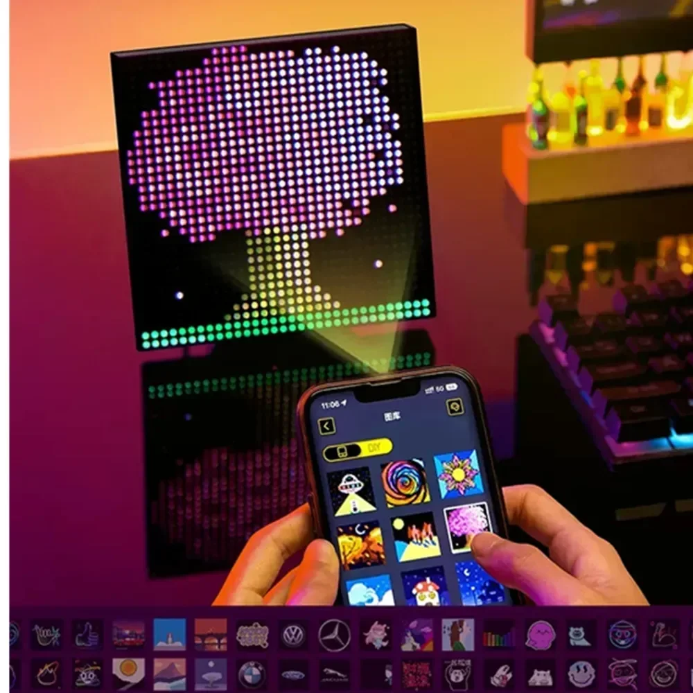 Imagem -02 - Rgb Smart Led Pixel Painel Lâmpada Matriz Faça Você Mesmo Graffiti Usb Bluetooth App Controle Decoração do Quarto em Casa Tela do Texto Exibição do Carro 32x32