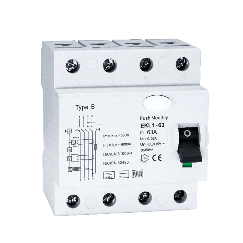 

IEC 62423 30mA AC 40A RCD Type B RCCB Current Circuit Breaker PV System EV Charging Station