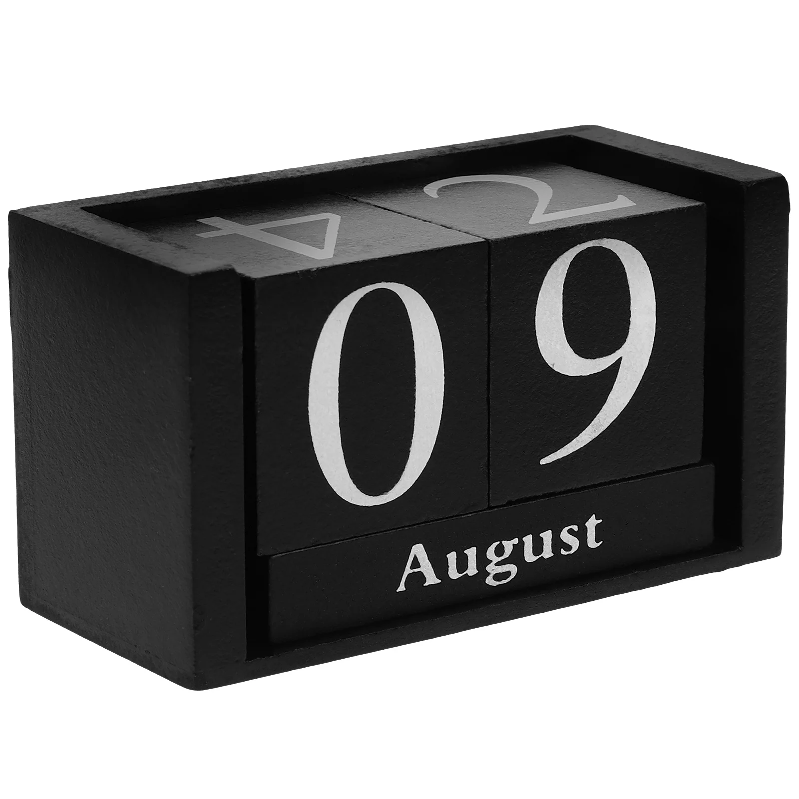 Decor Wooden Block Calendar Desk Decorative Perpetual Elegant Box Table Small Black Desktop Office