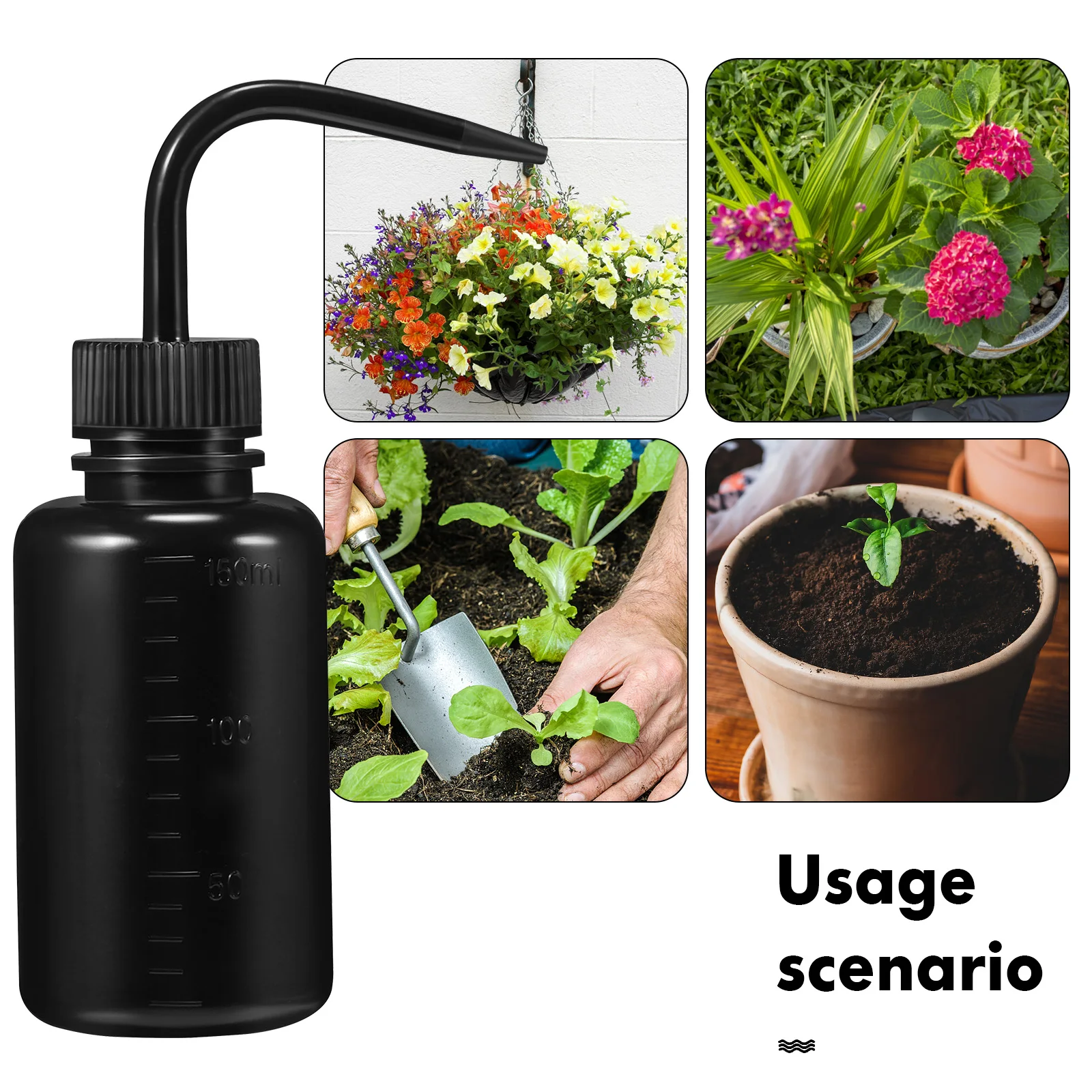 Bouteilles de lavage en plastique vides noires de 150ml, 3 pièces, bouteilles légères et portables à presser pour liquides, arrosage des plantes, nettoyage du tatouage
