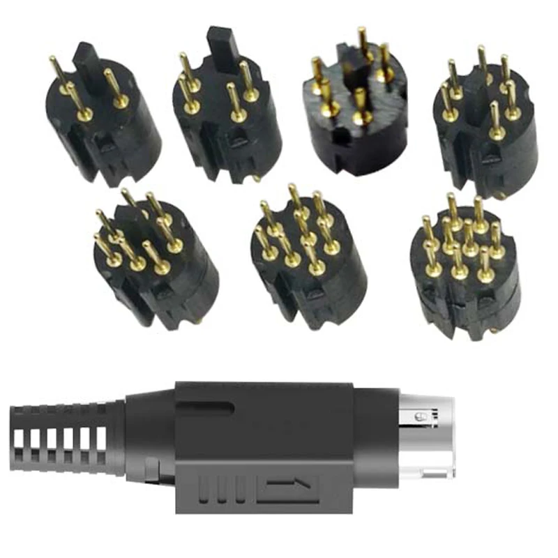 1set Mini DIN 3P 4P 5P 6P 7P 8P 9 Pin Male Plug Adaptor Assemble Welded Type LOCK DIN Self-locking Assembly Connector 3pin 8pin