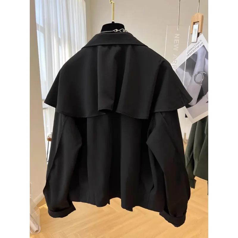 SuperAen Niche Cloak Shawl Coat Women Spring and Autumn New Loose Casual Jacket High End Short Jacket Coat