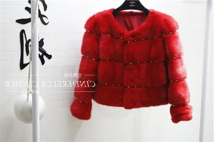 

new winter women natural 2023 real short mink fur coat long sleeve outwear
