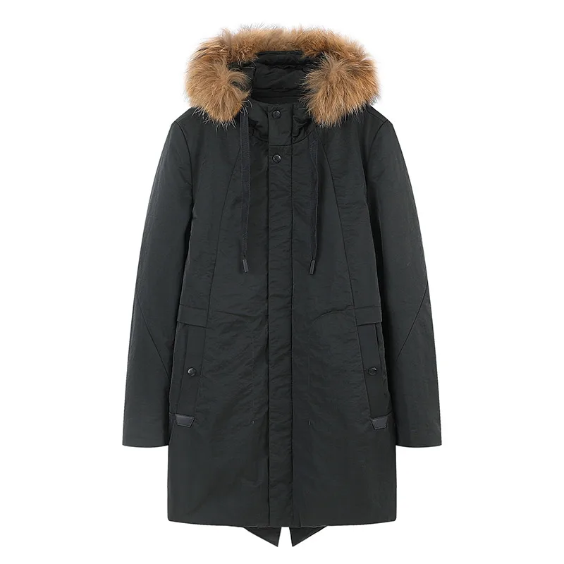 

Мужская парка средней длины с меховым воротником и кроличьим мехом, утепленная, белая, повседневная, молодежная