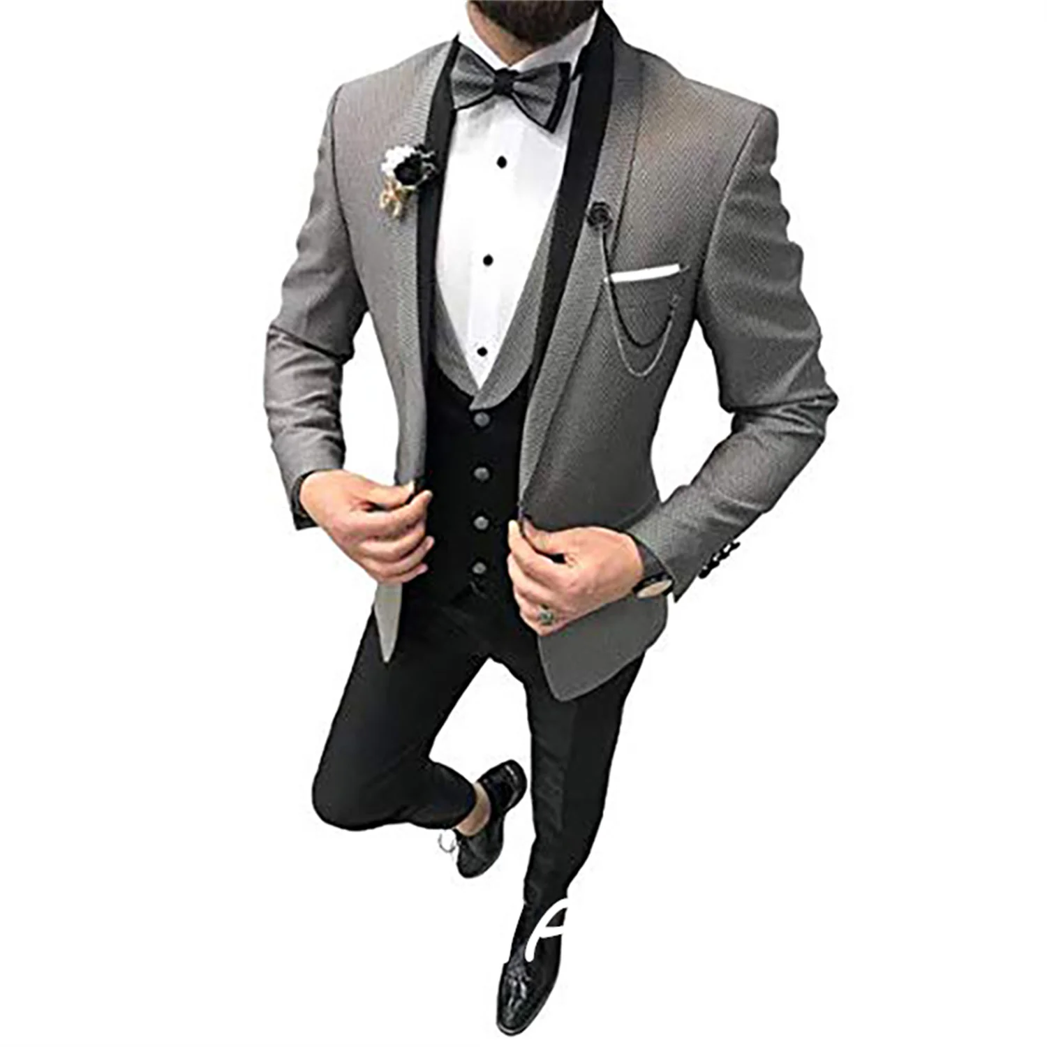 

Customized One Button Men's Business Suits Slim Fit Skinny Men's Wedding Prom Suits 3 Pieces(Jacket+Pant+Vest)traje novio