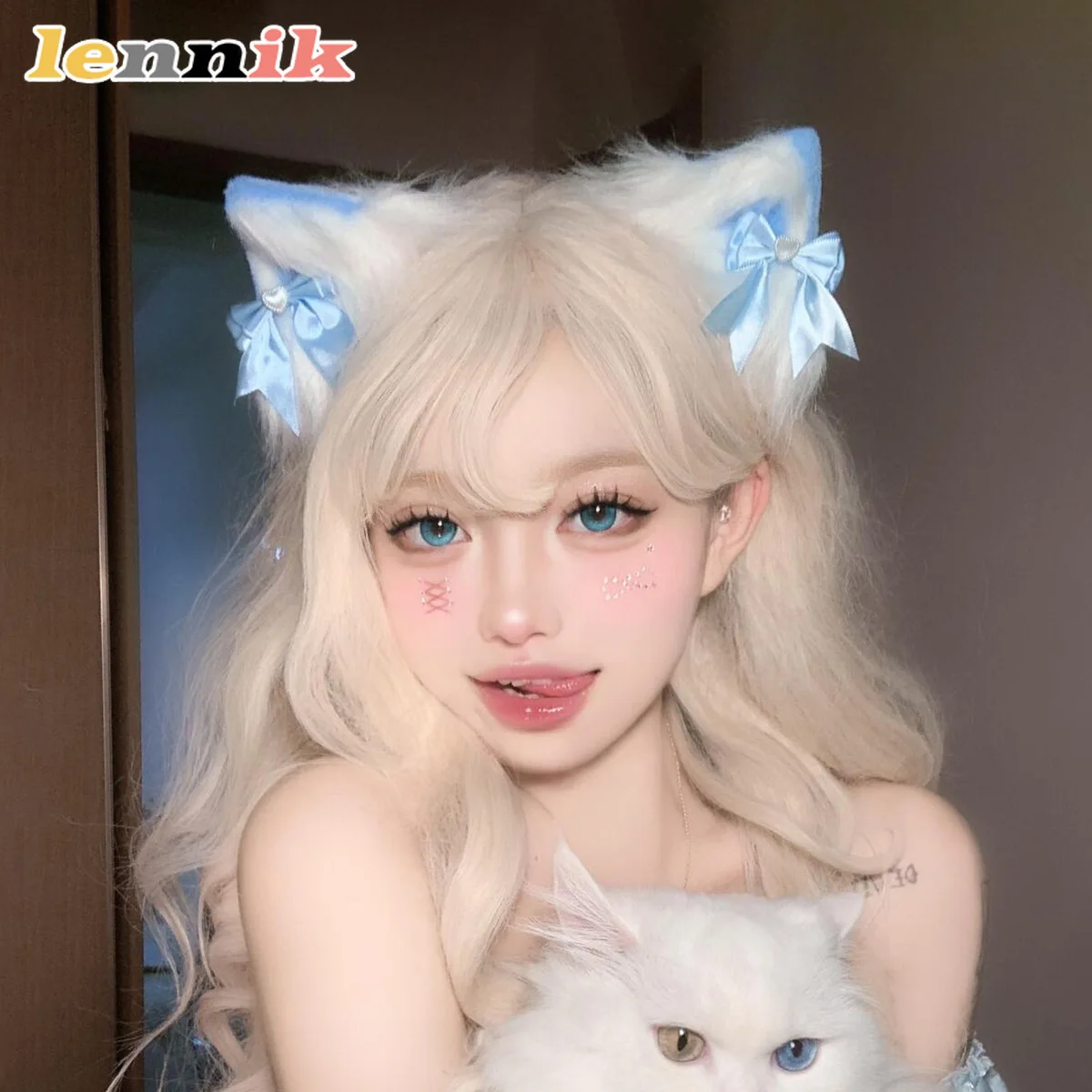 Fluffy Cat Ear Headpiece, Sweet Lolita Style with Maid Aesthetic, Cosplay Animal Ears for Anime Events, Kawaii Fashion Accessory
