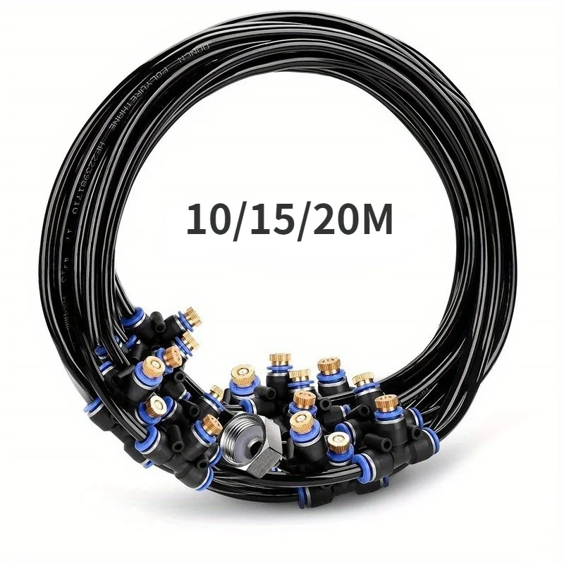 

6mm Hose 10/15/20M Outdoor Misting Cooling System Kit Sprayers for Greenhouse Garden Patio Plant Fogging Watering Irrigation