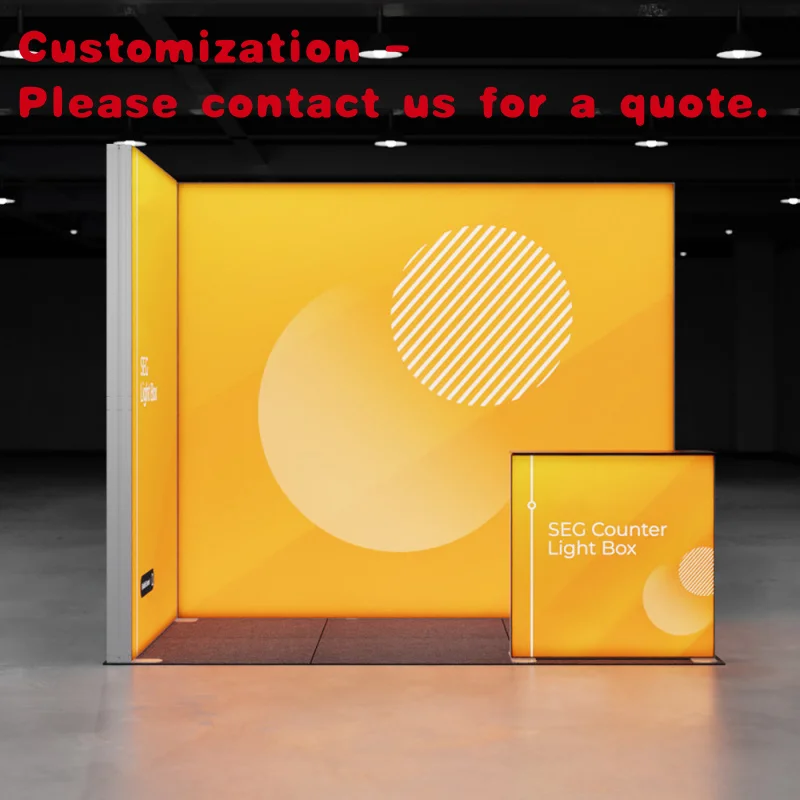 custom.Design Backlit Exhibition Booth Design Portable Trade Show Stand Backdrop LED L-shaped Corner Exhibition Light Box D