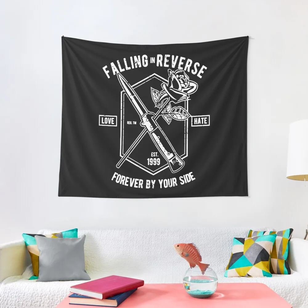 Falling In Reverse Love And Hate Forever By Your Side Knife And Rose Tapestry Decor For Bedroom Wall Tapestries Tapestry