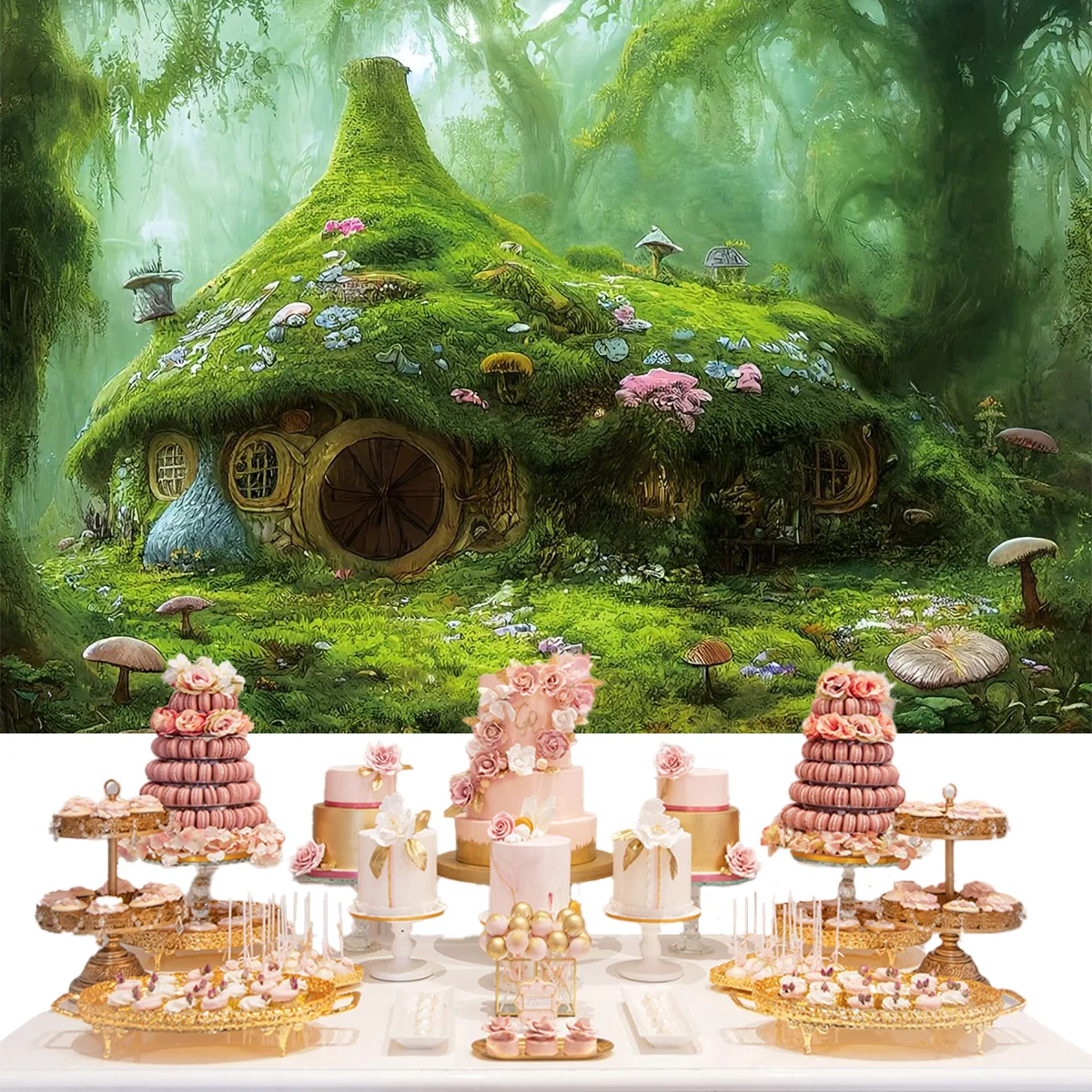 Wonderland Magic Fairy Tale Forest Mushroom Photography Background Newborn Shower Birthday Party Decoration Banner Studio Props