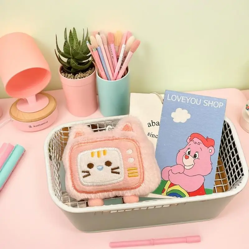 Leuke Cartoon TV Kat Pluche Decoratie Hanger Sleutelhanger Kawaii Kat Gevuld Pop Speelgoed Rugzak Hanger Ornament Accessoires Geschenken
