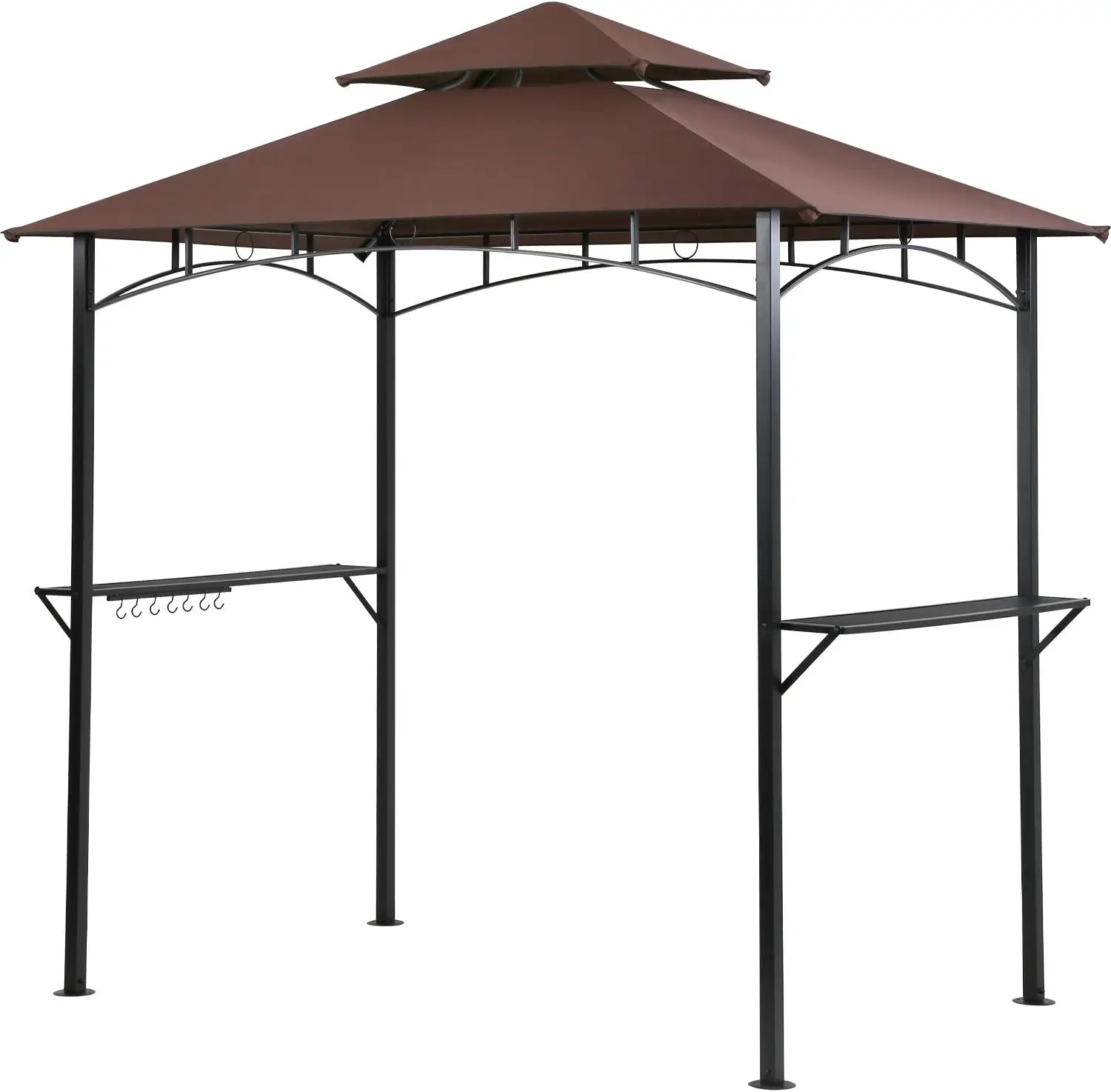 

8'x 5' Barbecue Canopy BBQ Gazebo Canopy Tent w/Air Vent Double Tiered Outdoor Brown