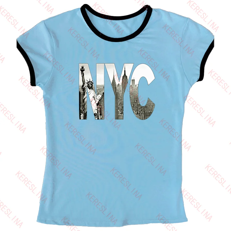 

High Street Punk Y2K American Style Womens T-shirt Retro Goth Letter Print Emo Girl Cute Crop Top 90s Harajuku Casual Streetwear