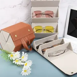 Multifunctional Glasses Storage Box Multi Grid Jewelry Gift Box Small Grain PU Leather High-end Quality Handmade Glasses Box