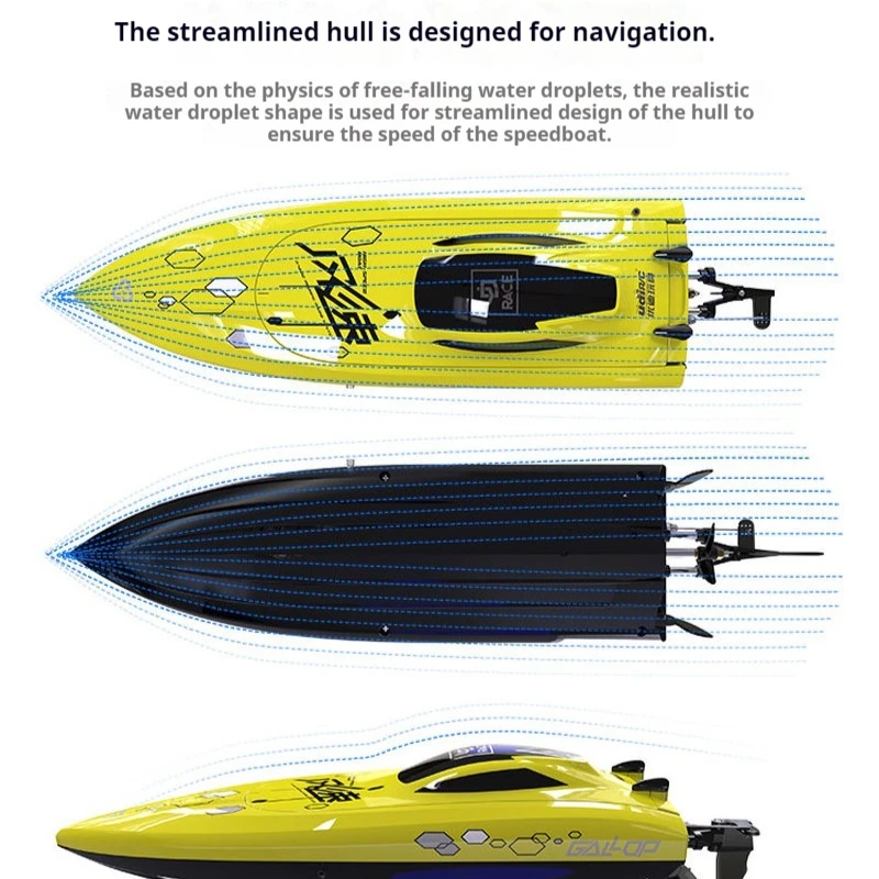 Yudi เรือเร็วความเร็วสูงเรือรุ่น Airship Racing Speedboat ไฟฟ้ากันน้ําของเล่นเรือเด็กรีโมทคอนโทรลของเล่นเรือ