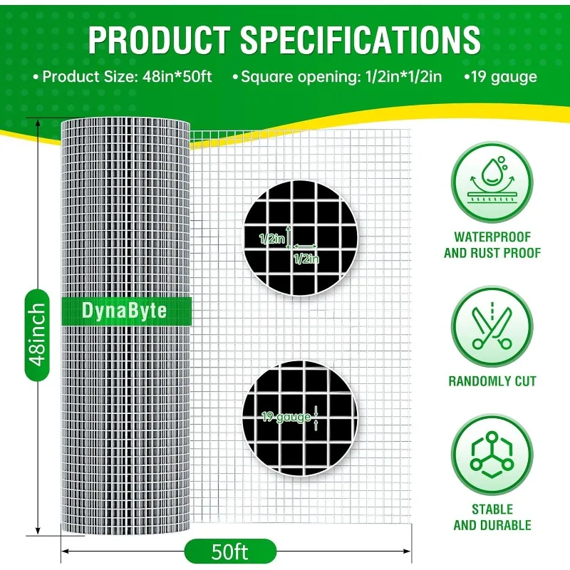 Dynabyte Hardware Cloth After Welding, Chicken Wire Fencing, Garden Fencing Welded Wire Cloth Garden Fence Chicken Coop Wire