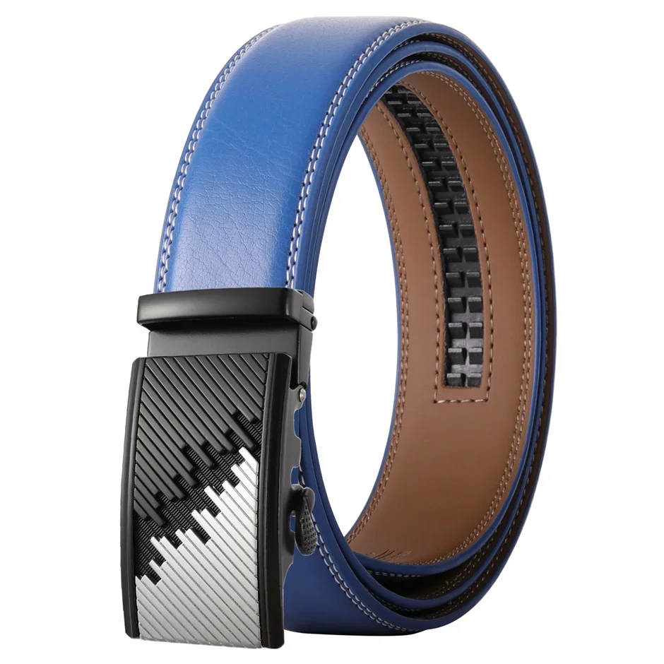 Brown Grey Blue Black White Belts For Men Luxury Designer Brand Leather Belt Male 2024 New Automatic Buckle Cinto Masculino B540