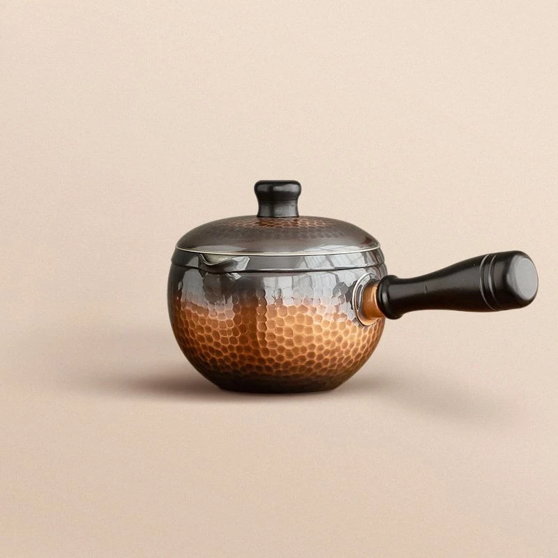 

Copper Hammer Mesh, Flat Cover Urgent Whiskers Japanese Style, Household Handmade Side Handle, Filter Brewing Teapot