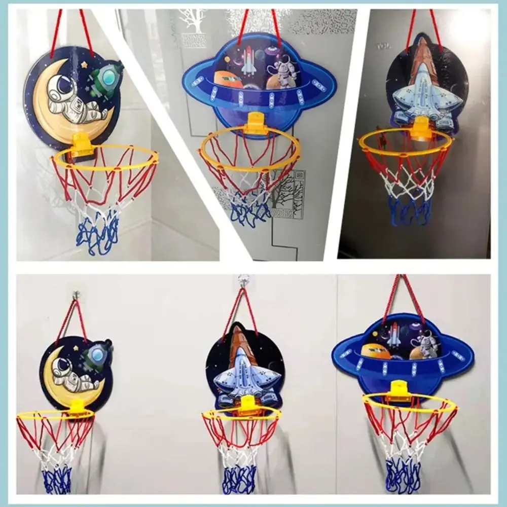 Cadre de basket-ball pliable pour enfants, planche de cerceau de basket-ball, ballon de dessin animé, filet de basket-ball, vaisseau spatial, jouets de sport d'intérieur