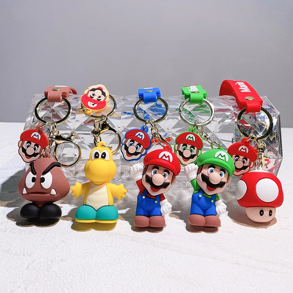 Super Mario Game Mario Bros Luigi Mushroom Character Dolls Cute Cartoon Keychain Car Bag Fashion Pendant Collection Ornaments