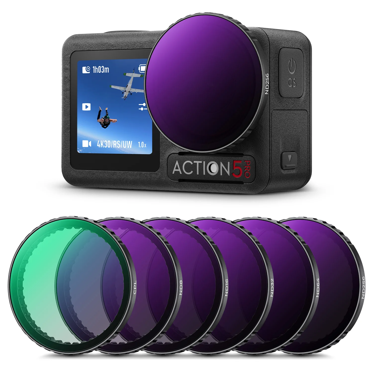 

K&F CONCEPT Push-in CPL ND Filter Kit 6-Pack for DJI Osmo Action5 Pro 4 3 ND8 ND16 ND32 ND64 ND256 Polarizer Multi-Coated Filter