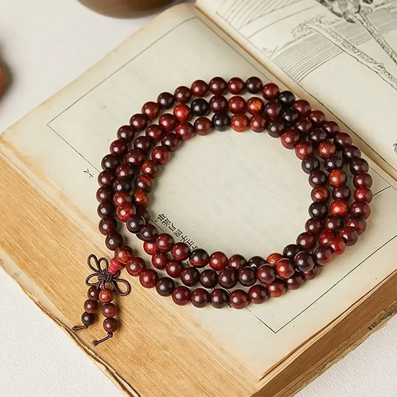 UMQ Natural Rosewood Bracelet 108 Buddhist Buddha Rosary/Prayer Beads Crafts Bracelet Ethnic Style Men and Women Bracelet