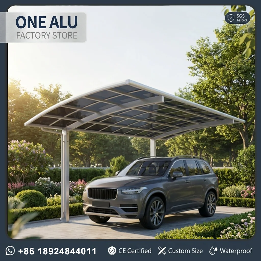 Customizable Curved Aluminum Carport for Modern Villa Driveway Outdoor Car Parking Shelter