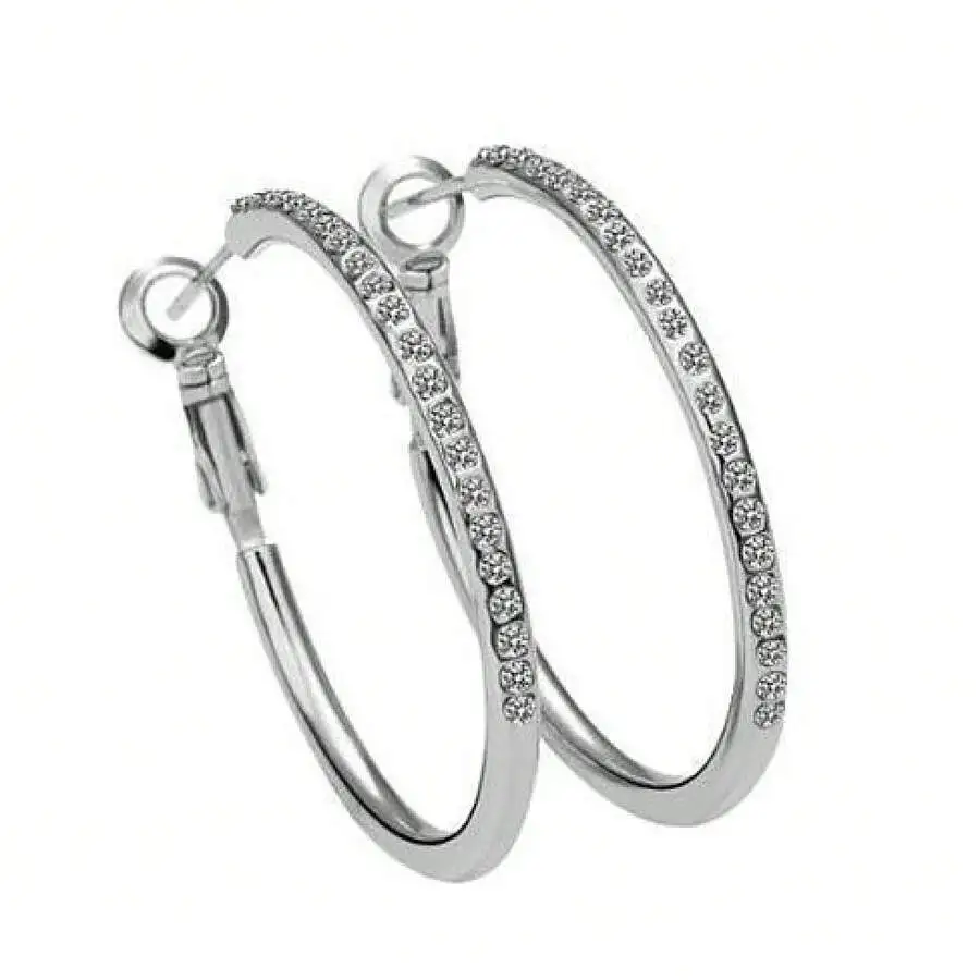 

Crystal Hoop Earrings For Women Lightweight Fashion Jewelry Daily Party Wear