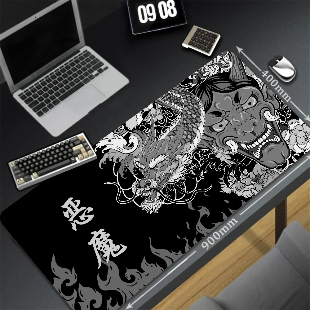 Almofada De Mesa Diabo De Tamanho Grande, Anime Japonês Mousepad, Mesa Para PC, Cara Fantasma, Preto, Teclado De Borda De Bloqueio, Novo