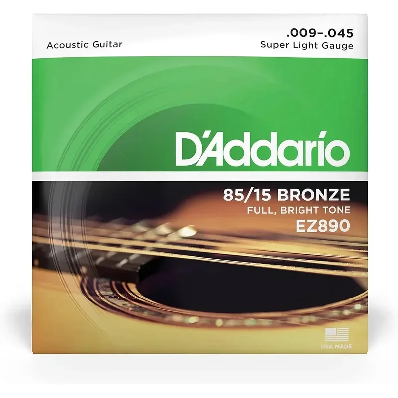 Acoustic Guitar Strings EZ890 9-45 Guitar Accessories 85/15 Bronze For 6 String Guitar Full Bright Tone Super Light FreeShipping