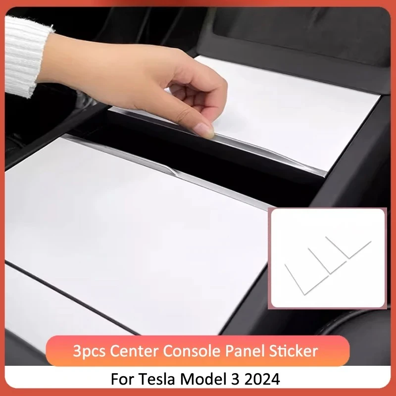 

Для Tesla Model 3+ Highland 2024, наклейка на панель центральной консоли, АБС-пленка, карбоновая крышка центрального управления, аксессуары для салона автомобиля