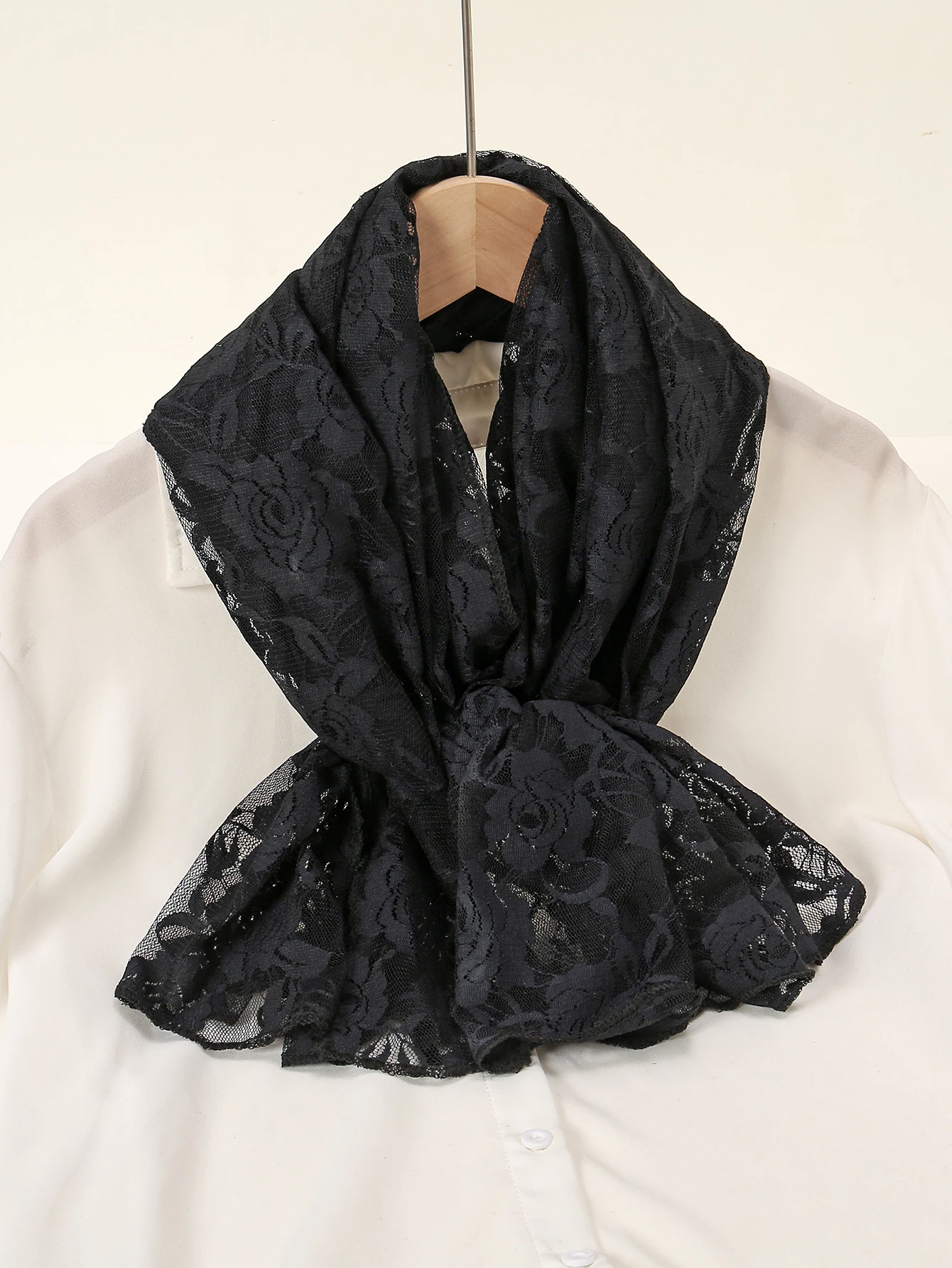 Lace Rose Elegant Long Scarf Women Fashion Shawl Wraps Summer Solid Color Stoles Foulard New Style Female Shawl 2024 Scarf