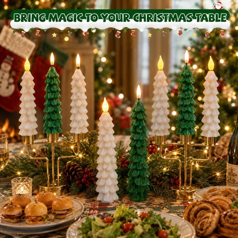 Christmas Tree Long-pole Candle Simulation Flame Electronic Candle, Remote Control Timing Desktop Atmosphere Decoration Light