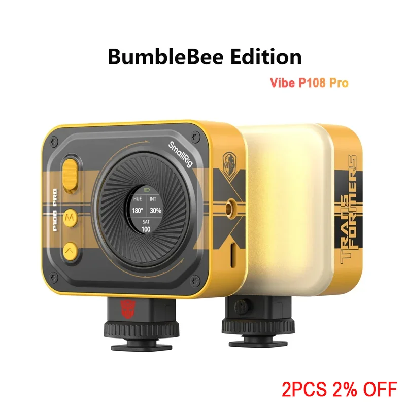 

SmallRig Vibe P108 Pro mini LED Video Light BumbleBee Edition Simulates 2500K-6500K daylight and offers 12 special effects 5511