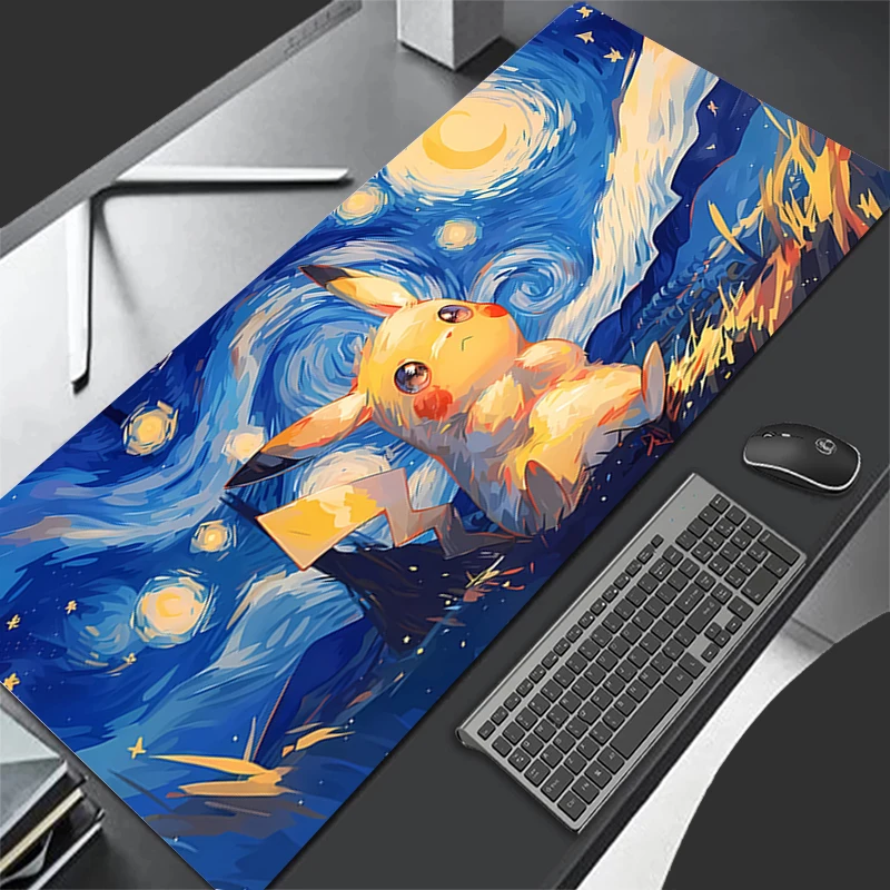 Gaming Mouse Pad 900x400 PC P-pikachu Gamer Cabiner Keyboard Rug XXL P-pokemonS Desktop Mouse Mat Carpet Kawaii Rubber Mousepad