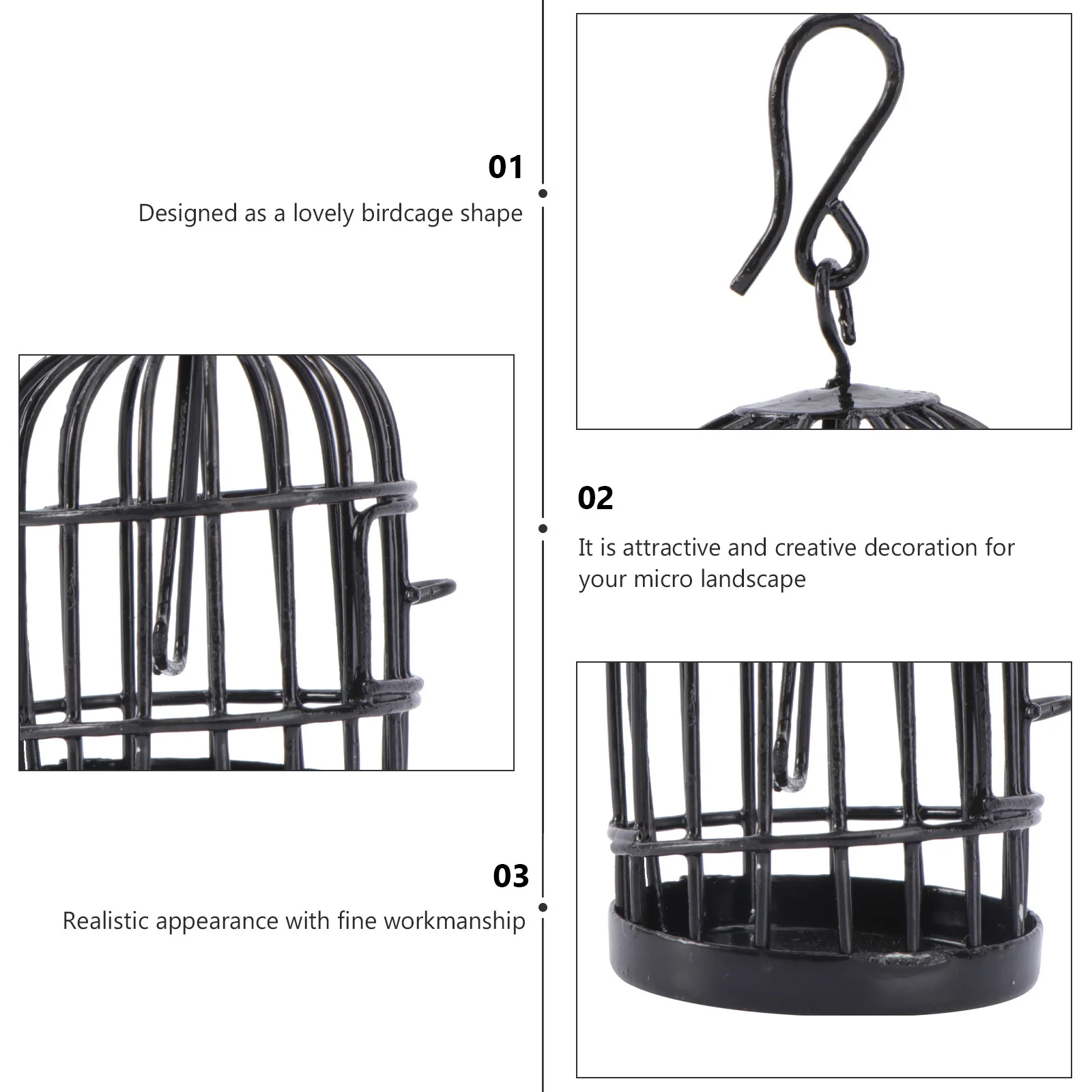 

1Pcs Mini Birdcage Micro Landscape Ornament Durable Iron Art Fairy Desktop Adornment Succulent Plant Decor Bonsai DIY