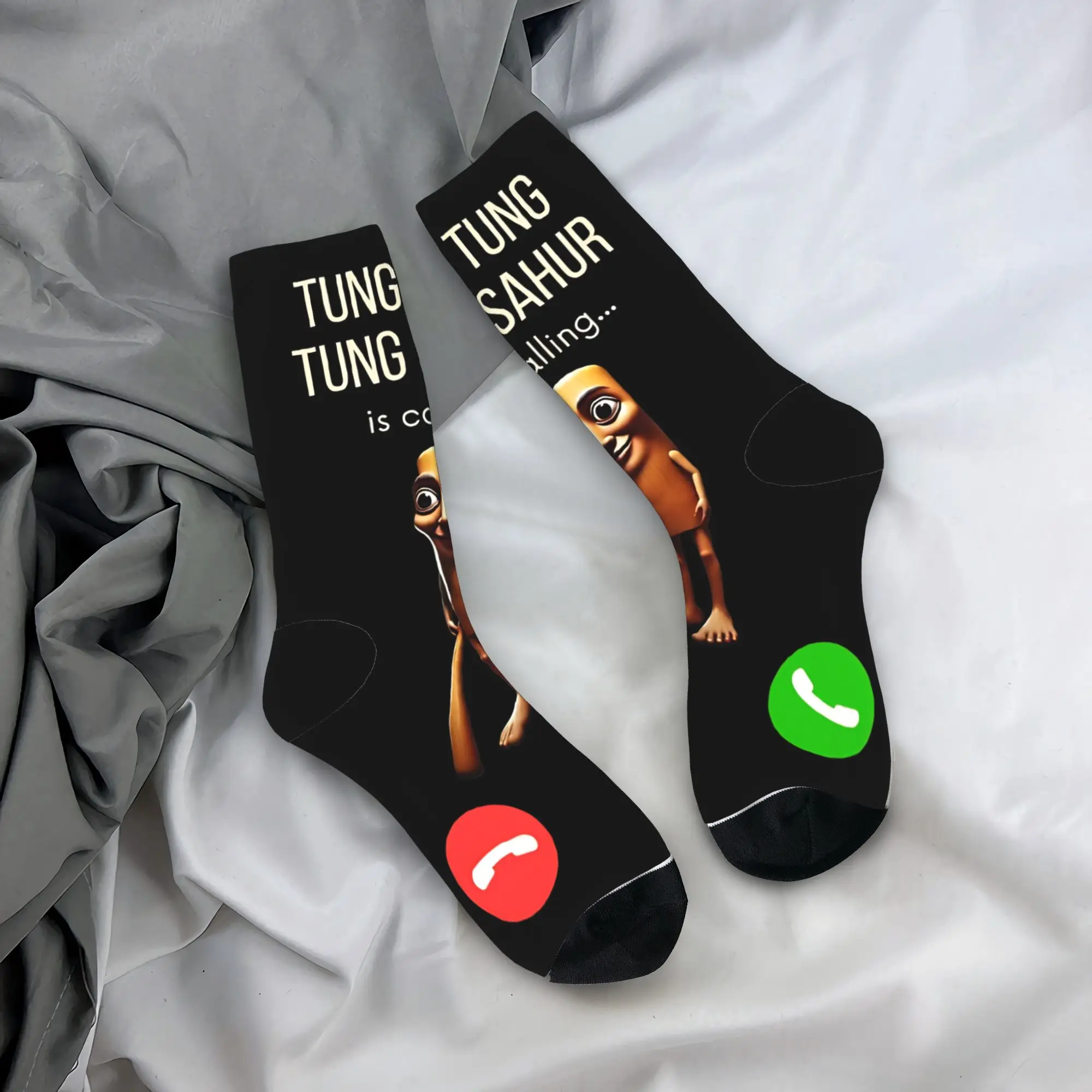

Tung Tung Tung Sahur Is Calling Brainrot Meme Socks Anti-Slip Stockings Unisex Men Warm Soft Running Socks Spring Kawaii Socks