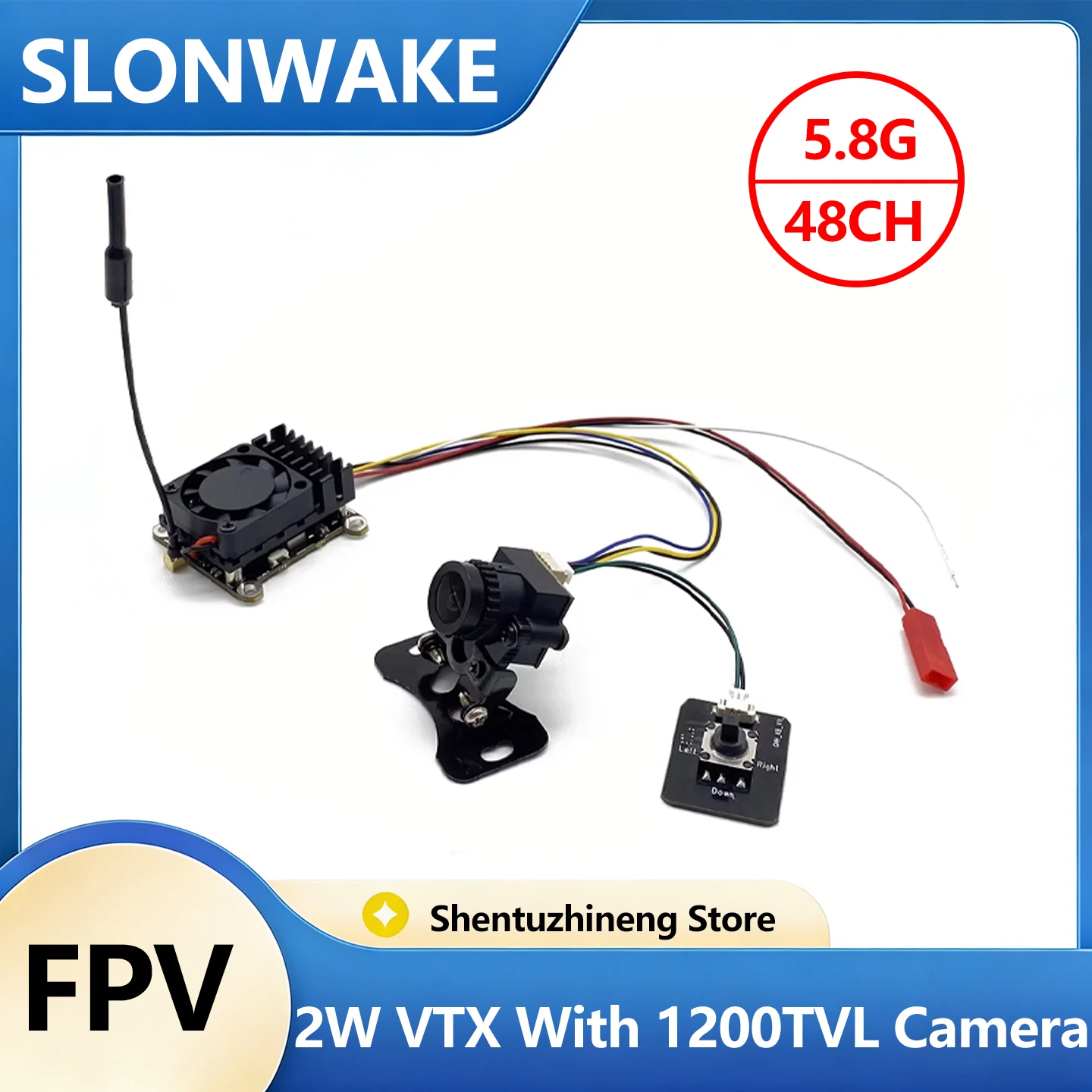 SLONWAKE 5.8G 48CH 2W VTX transmitter 2000mW Transmitter with CMOS  1200TVL camera for RC Playing Drone