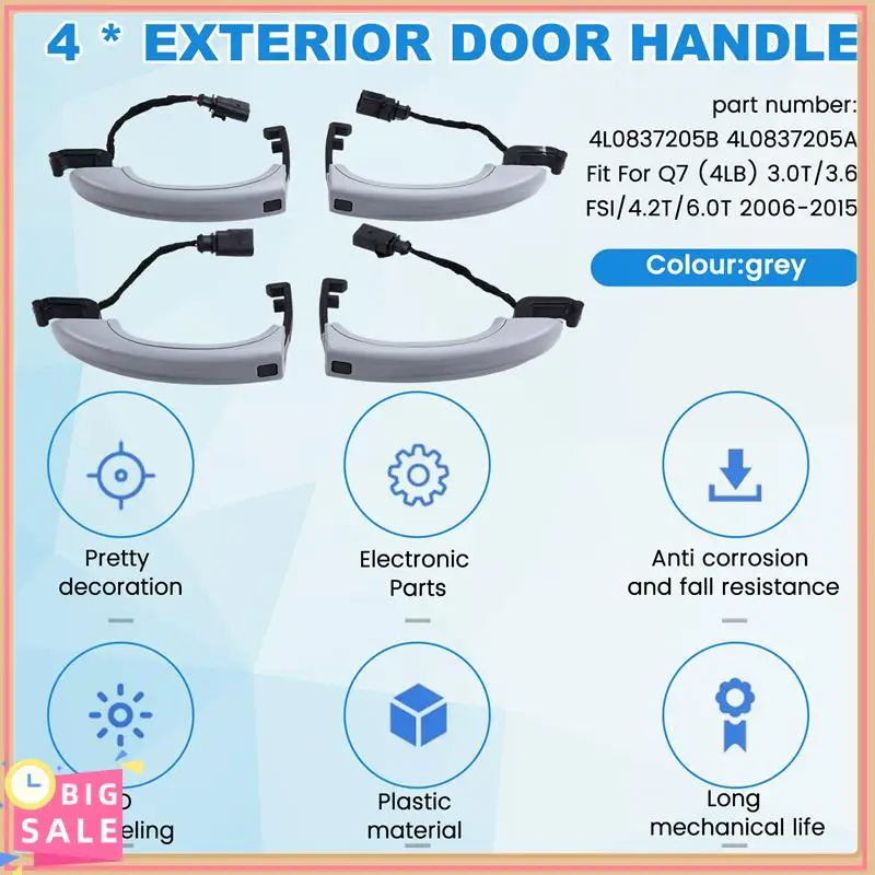 Better-4Pcs مقبض الباب الخارجي لمستشعر السيارة لـ Q7(4LB)3.0T/3.6 FSI/4.2T/6.0T 2006-2015