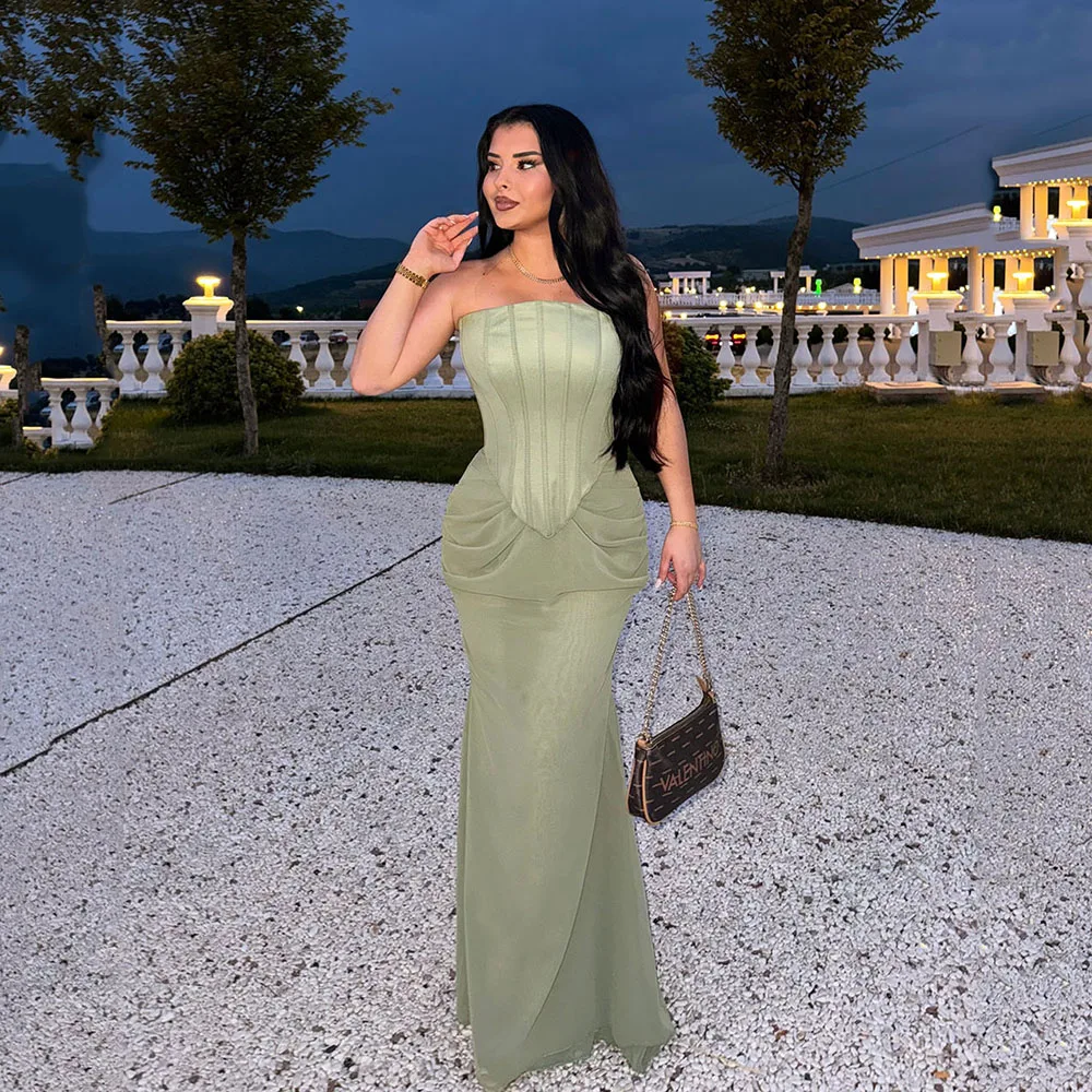 

Galarity Green Evening Dresses 2025 Corset Prom Dress Strapless Bodycon Formal Occasion Gown Elegant Mermaid Gala Party Dress