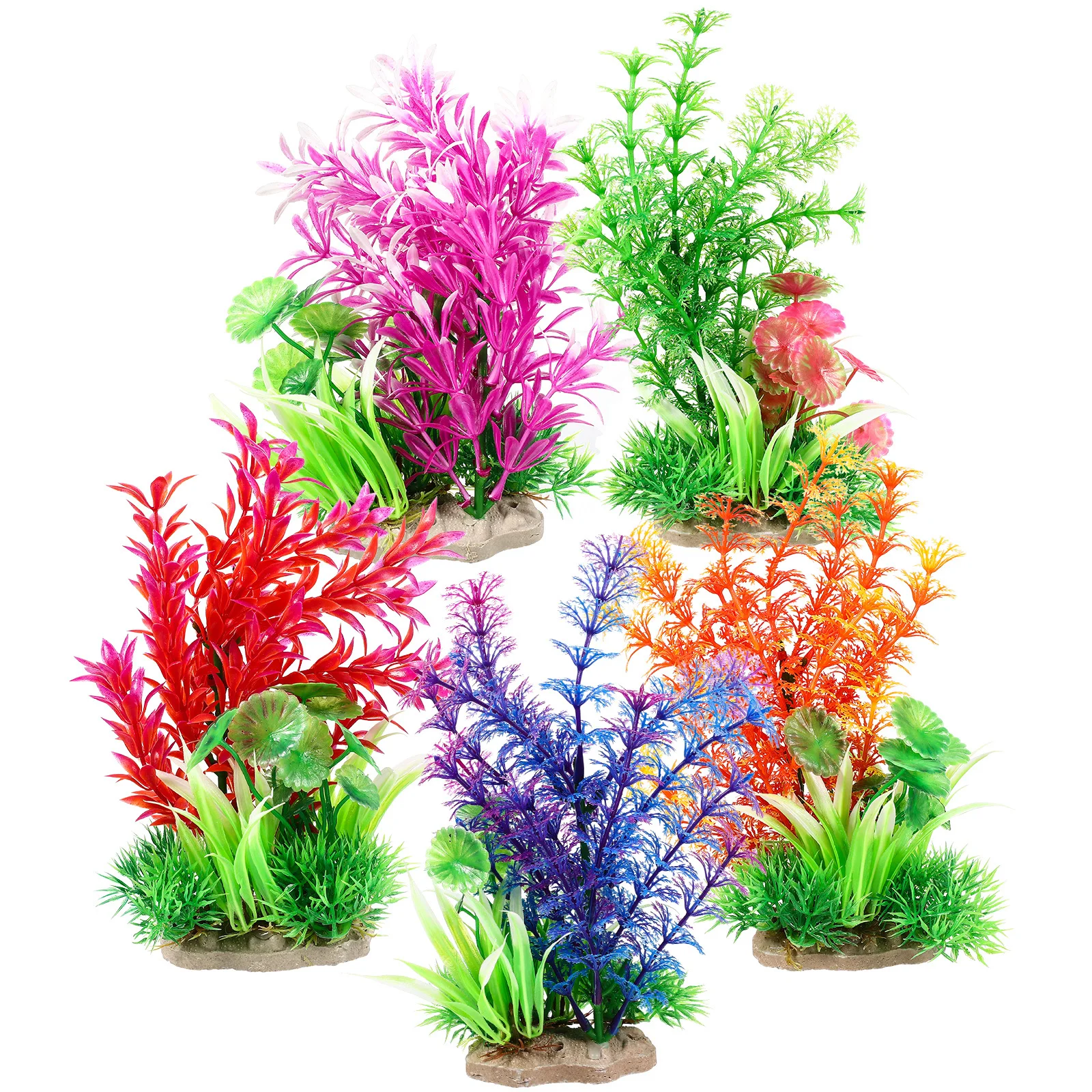 

5Pcs Natural Effect Aquarium Aquatic Plant Decor Fish Tank Fake Grass Landscape Decoration Turtle Tank Aquarium Plants