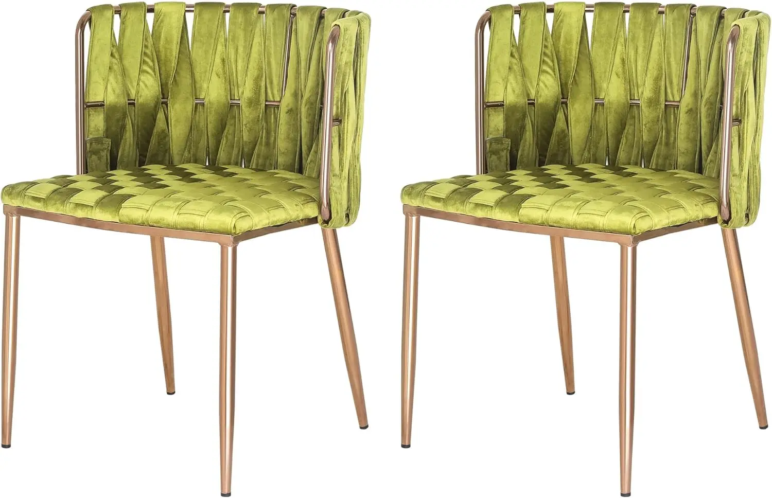 

Современный бархатный обеденный набор из 2 предметов, мягкая тканая спинка и металлические ножки, стул с ручным плетением, желтый и зеленый