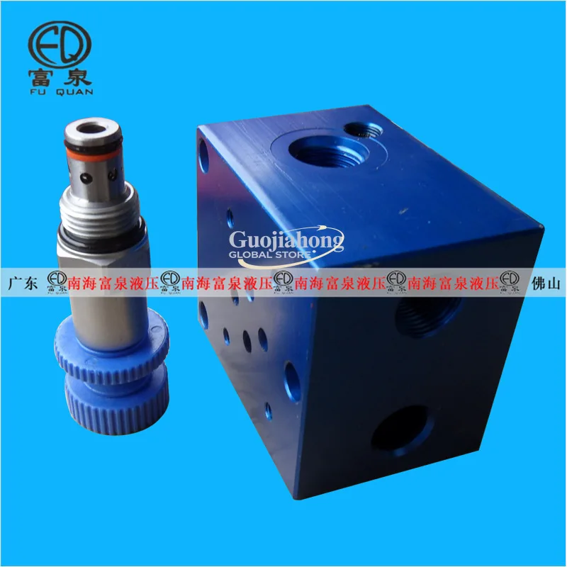 02-1W + CRV-02-MBN One-position solenoid valve with cartridge overflow valve oil circuit block combination valve plate aluminum