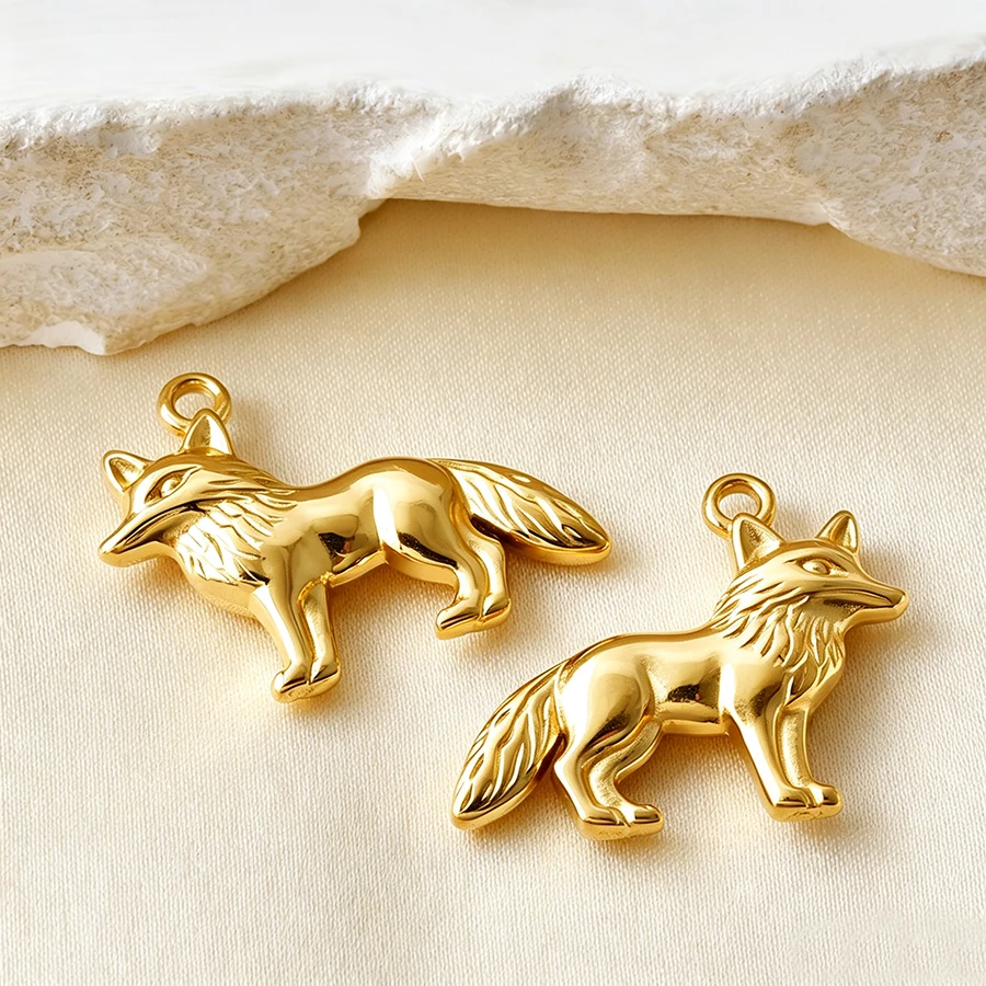 5 Stück goldfarbene Edelstahl-Anhänger in Form von niedlichen Hunden, Fischen und Enten, PVD-beschichtet, für Schmuckherstellung, Tieranhänger, DIY-Halskette, Schlüsselanhänger – Detail 9