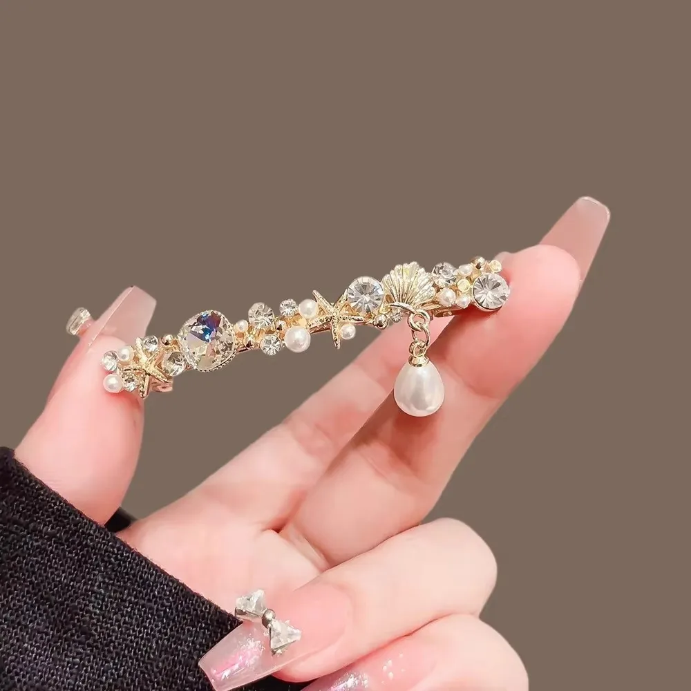 New Arrival Pearl Drop Hair Barrette Shiny Rhinestone Hair Grips for Women Cute Headwear Accessories Single